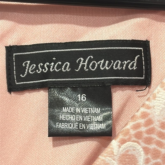 JESSICA HOWARD Blush Pink White V-Neck J Fit & Flare, Party/Cocktail Dress Sz 16 - Picture 5 of 7